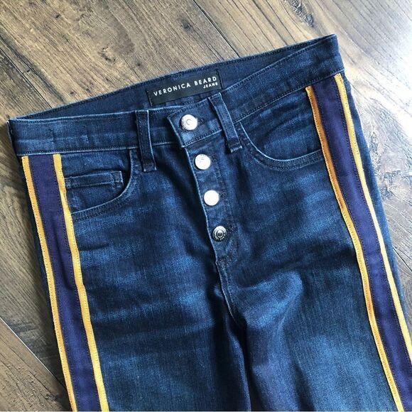 Veronica Beard Denim Bootcut Jeans Size 28 Gold Ribbon Cropped Straight Leg - Picture 3 of 7